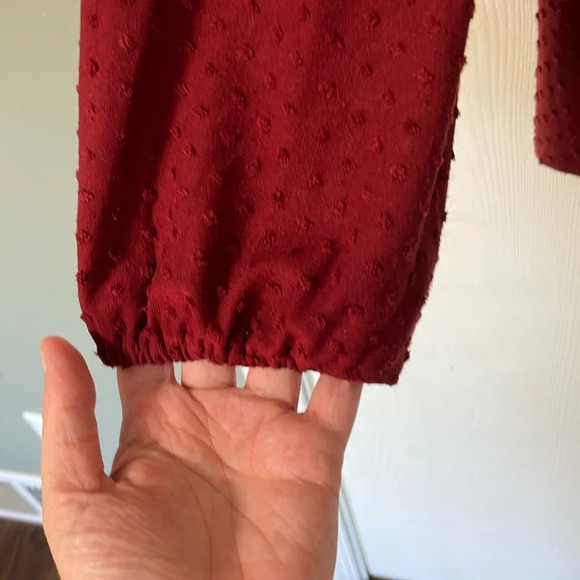 Daniel Rainn Anthropologie red boho ruffle long sleeve shirt size large - Picture 5 of 7